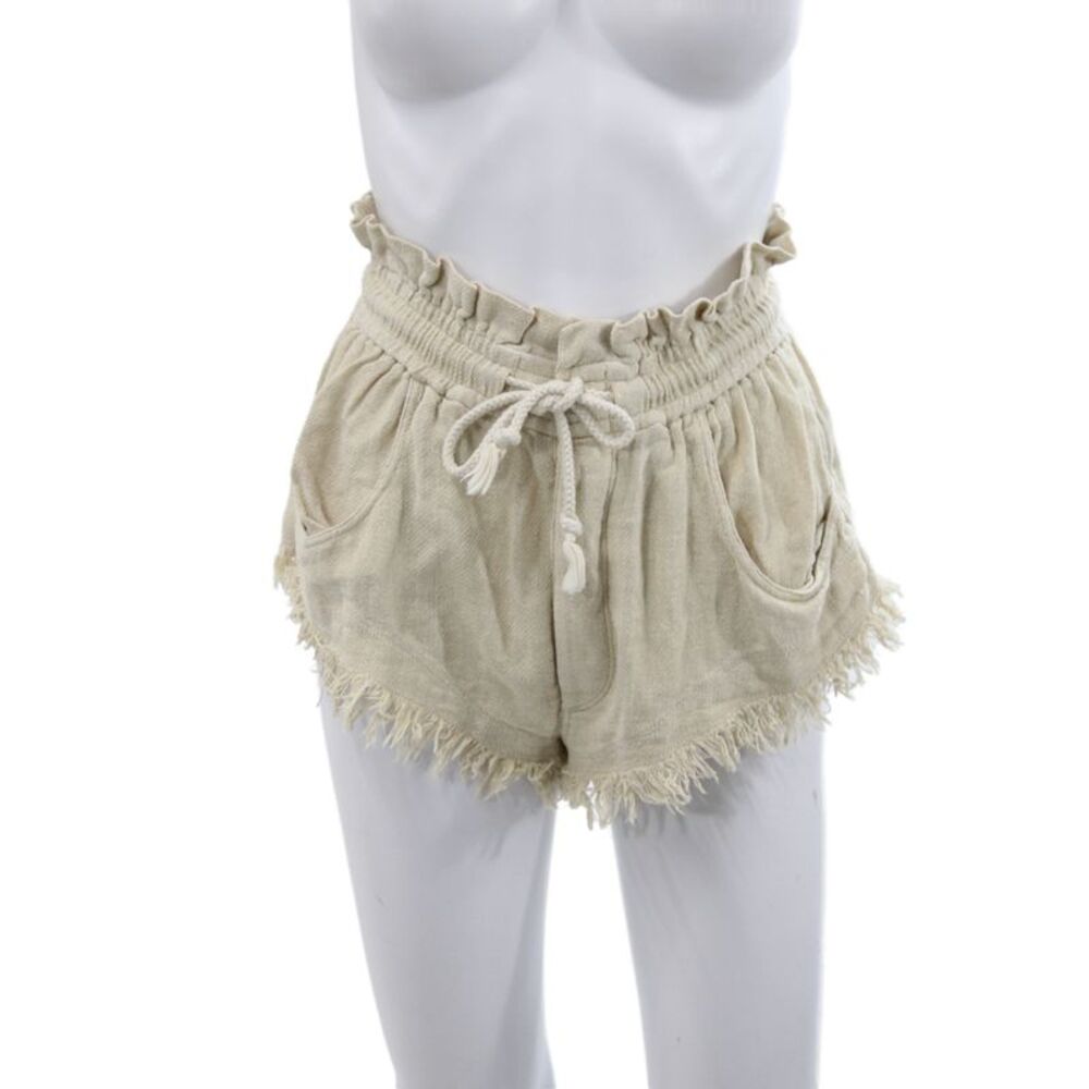 Isabel Marant Womens Paperbag Linen Drawstring Shorts Beige Size 36